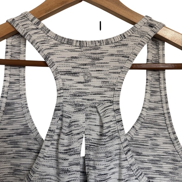 Lululemon Gray Space Dye Racerback Tank Top Open Back Split Detail Womens Small - Picture 7 of 8